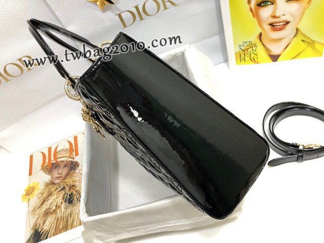 Dior专柜新款迪奥顶级原单Lady七格漆皮翻盖手提女包 djfk1114